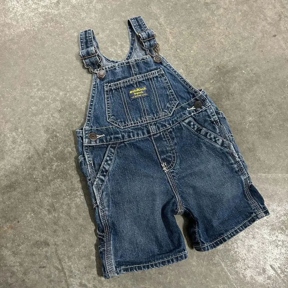 OshKosh B'gosh Vintage Denim Shortalls Overalls Size 12 Months
